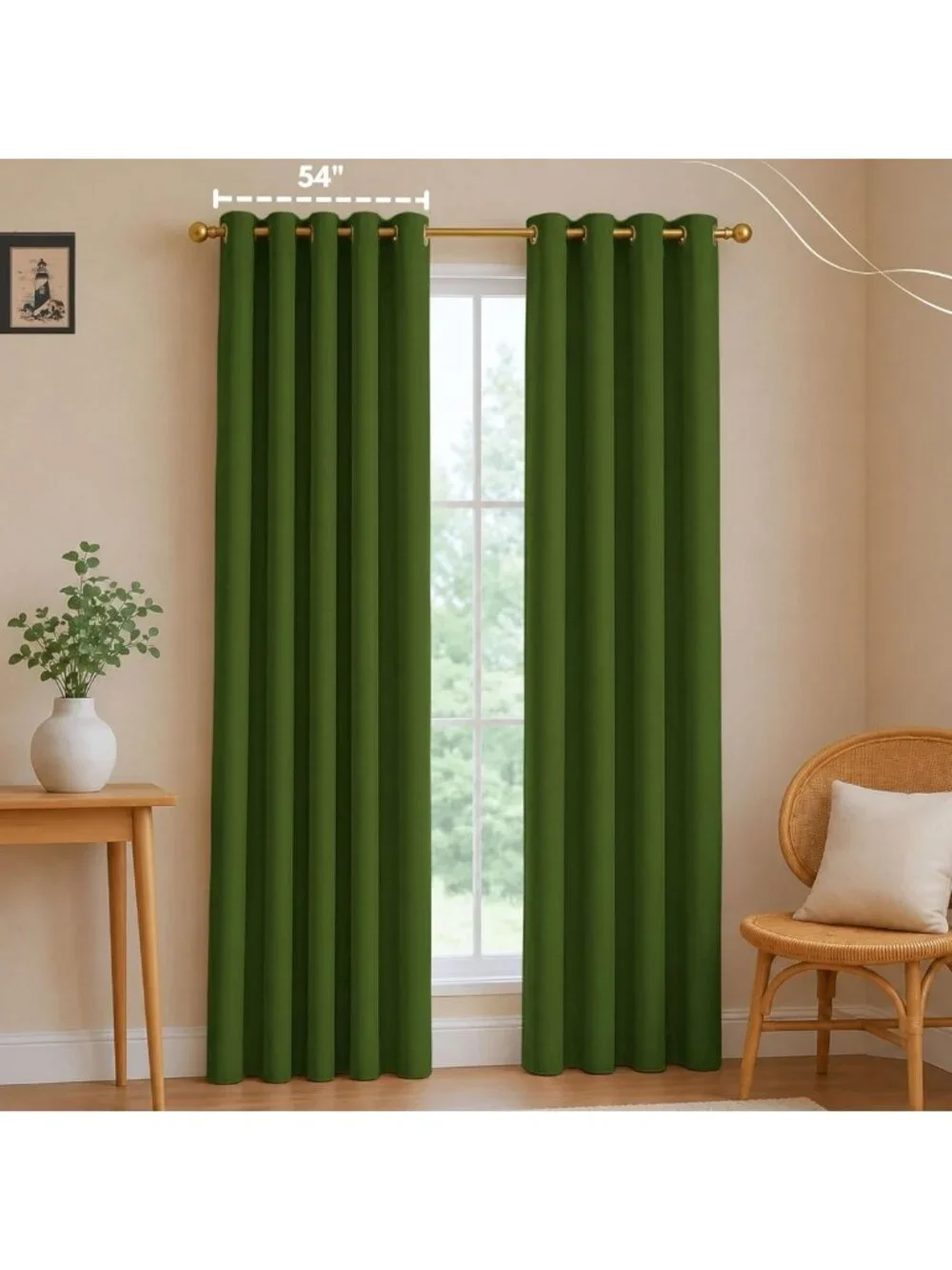Mint Green 100% Cotton Curtain Panels 54